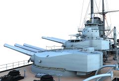 CK124-Partial Ship-Port Bow-Turret I and II Broadside